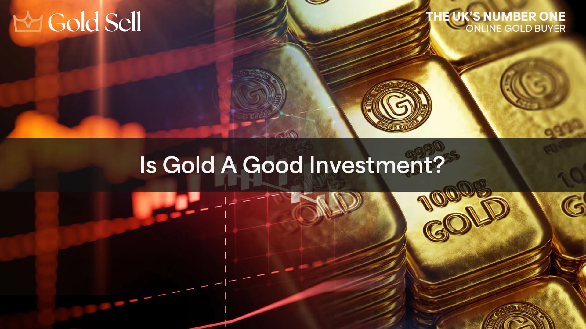 Investing in Gold: Close-up of gold bars and coins with overlayed financial charts, representing a smart gold investment strategy.