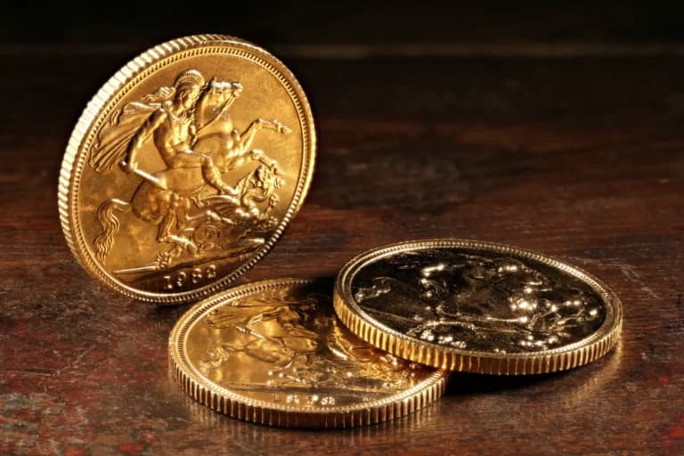 Gold Sovereign coins, popular UK investment coins that are capital gains tax free for investors.