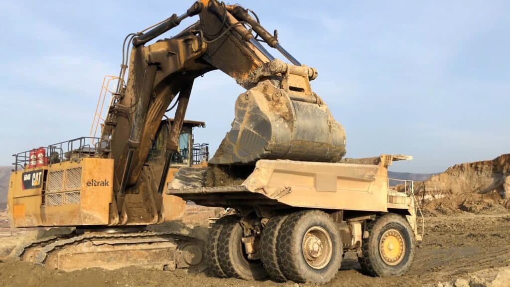 A large gold mining excavator truck being loaded.