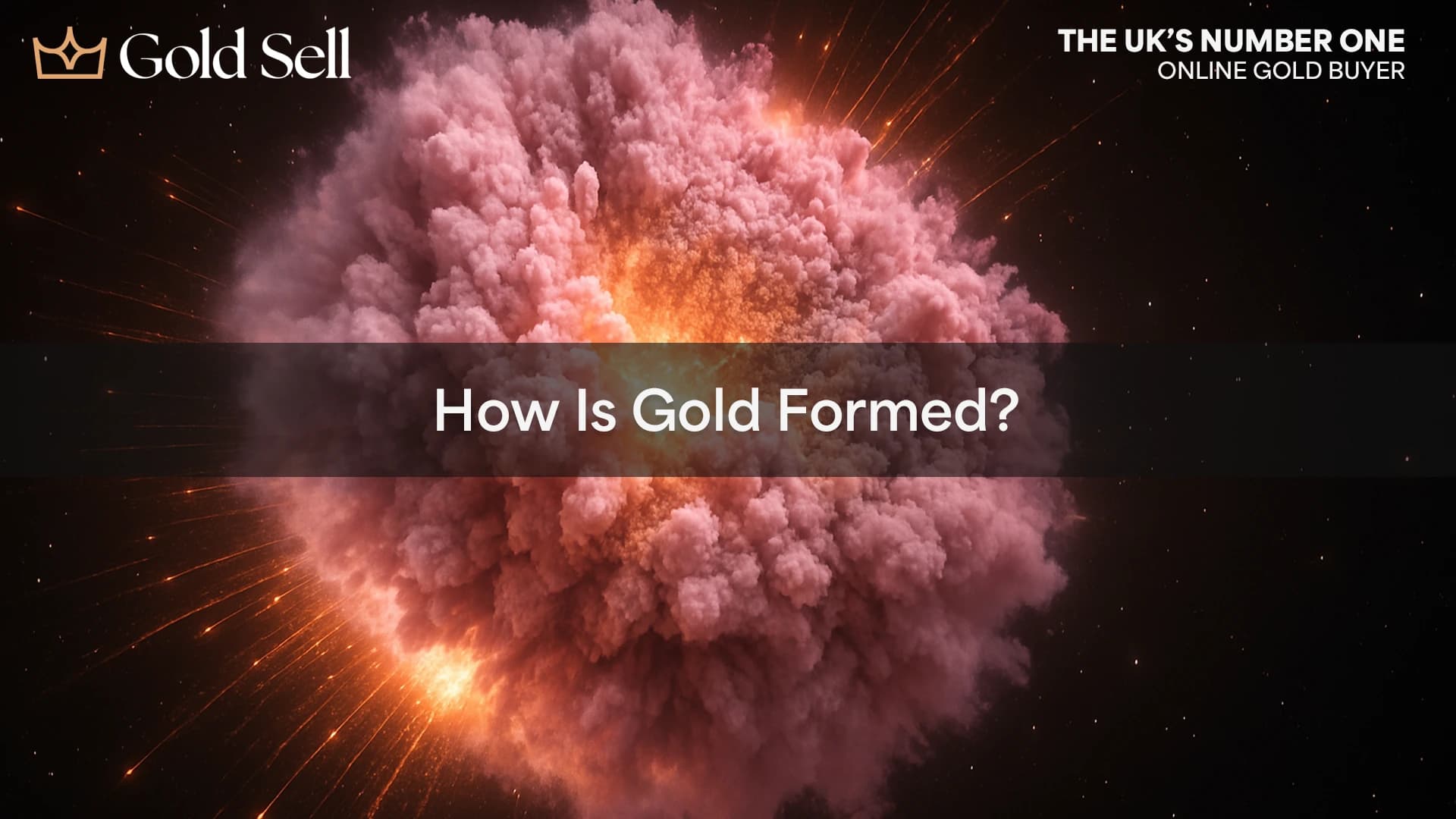 Visual showing a cosmic explosion where gold is created in space.