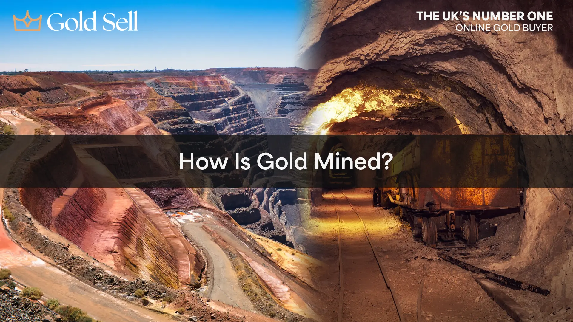 Gold mining illustration showing open-pit and underground methods, answering how is gold mined.