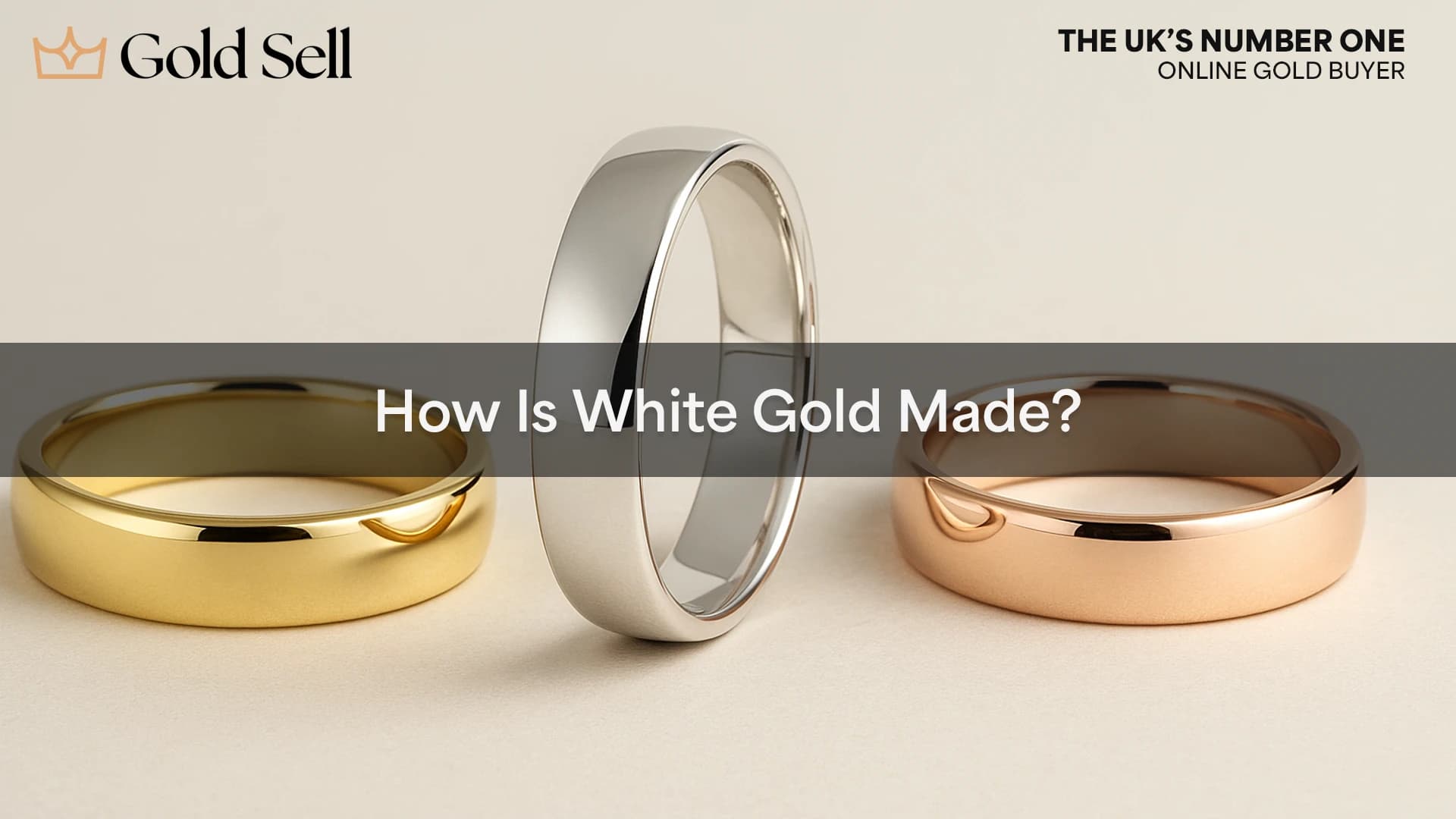 Comparison of white gold vs yellow gold vs rose gold rings showing colour differences in 18k finishes.