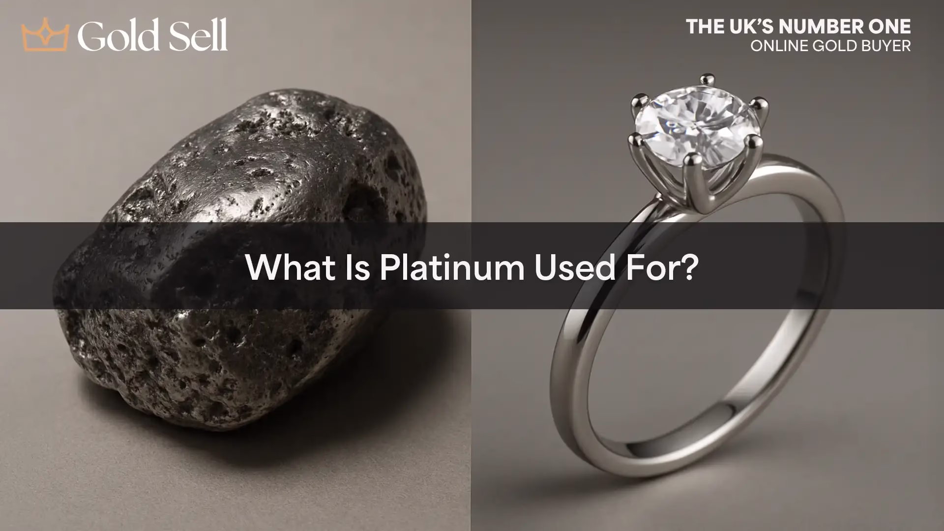 Split image showing raw platinum ore and a finished platinum ring with diamond, visually answering what is platinum used for.
